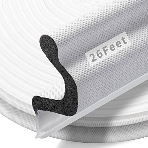 BISOTHAI 26 Feet Long Reach Door Weather Stripping Door Seal Strip, New Upgraded V-Shaped Replacement Kerf Weather Stripping for Door Frame Door Insulation, Easy Cut to Size(White) - Image 1