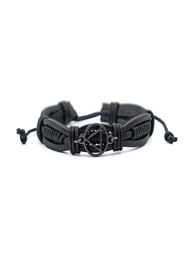 The Token Shop Adjustable Black Leather AA Bracelet with Alcoholics Anonymous Circle Triangle Charm | Sobriety Gift for Men and Women in Recovery - Image 1