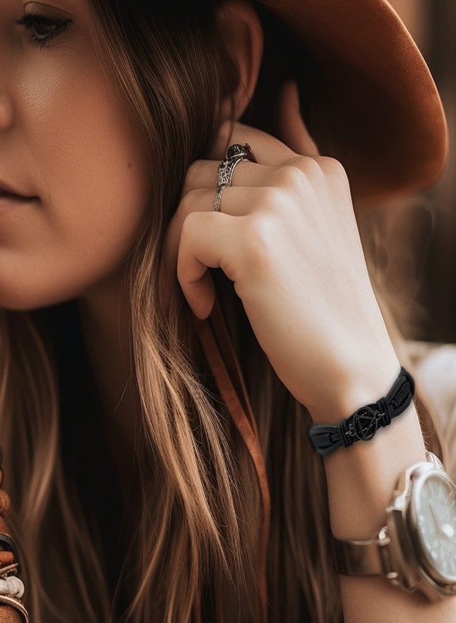 The Token Shop Adjustable Black Leather AA Bracelet with Alcoholics Anonymous Circle Triangle Charm | Sobriety Gift for Men and Women in Recovery - Image 4