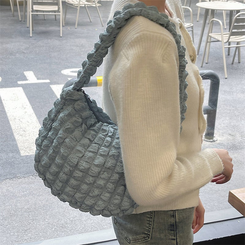 Western Style Bubble Cloud Bag Small Shoulder Bag Dumpling Bag Single Shoulder Canvas Bag Underarm Bag Casual All-Match Lazy Style Bag - Image 5