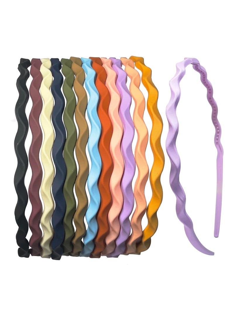 Springtime Springtime 12pcs Thin Headbands for Girls Women Colorful Skinny Plastic Hairbands 5mm Hard Teeth Head Band For Kids Hair Accessories for Teens 