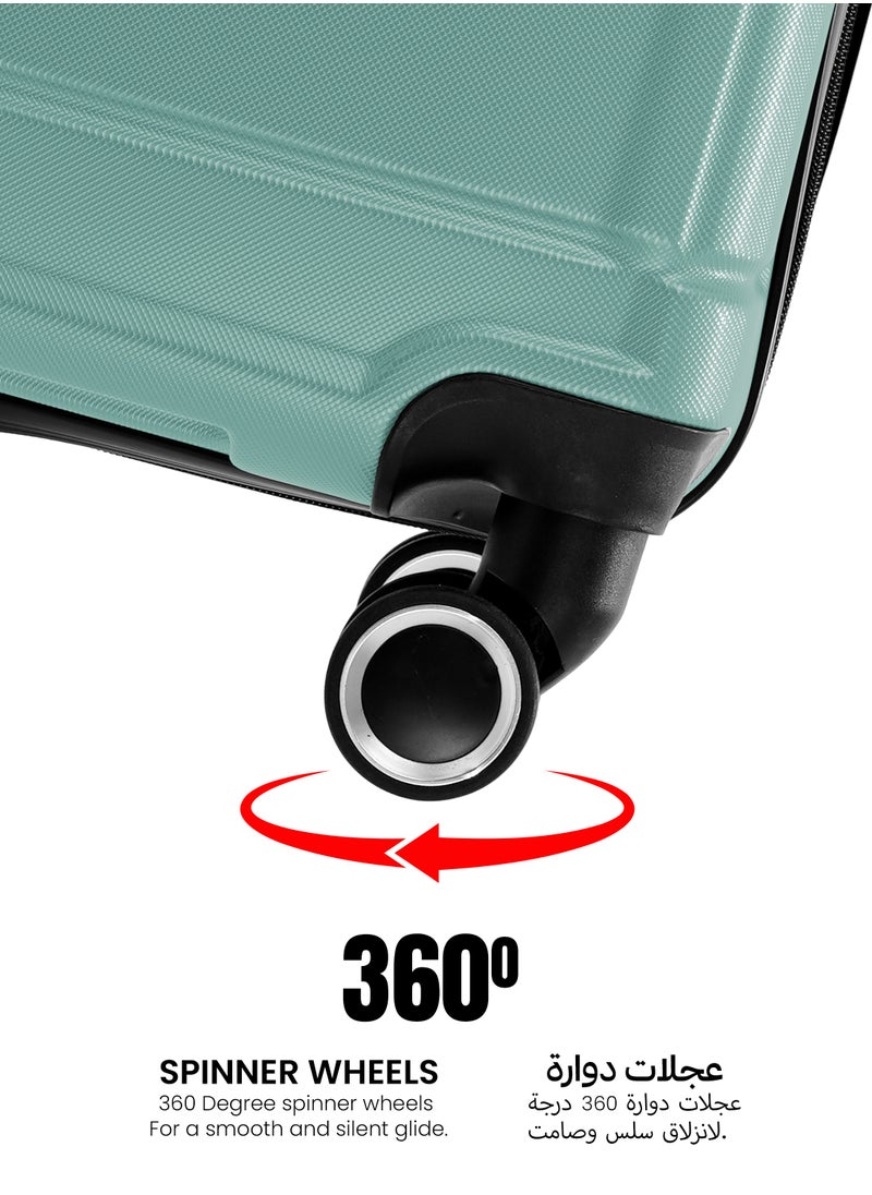 PARAJOHN AeroShield Lightweight ABS Hard Side 8 Wheels Spinner Luggage Cabin Trolley Bag with Lock 20 Inch - Jungle Green  - Image 3