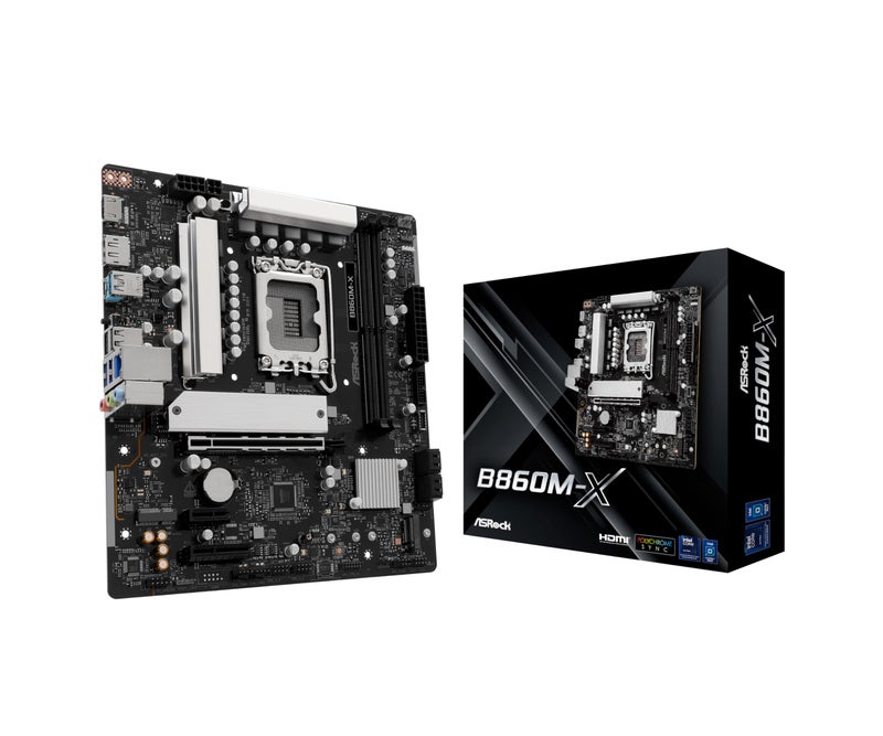 ASRock B860M X DDR5 9066 MHz 128GB M.2 B860 LGA1851 Micro ATX Motherboard Intel Core Ultra BIOS Flashback SATA3 6.0 Gb/s - Image 1