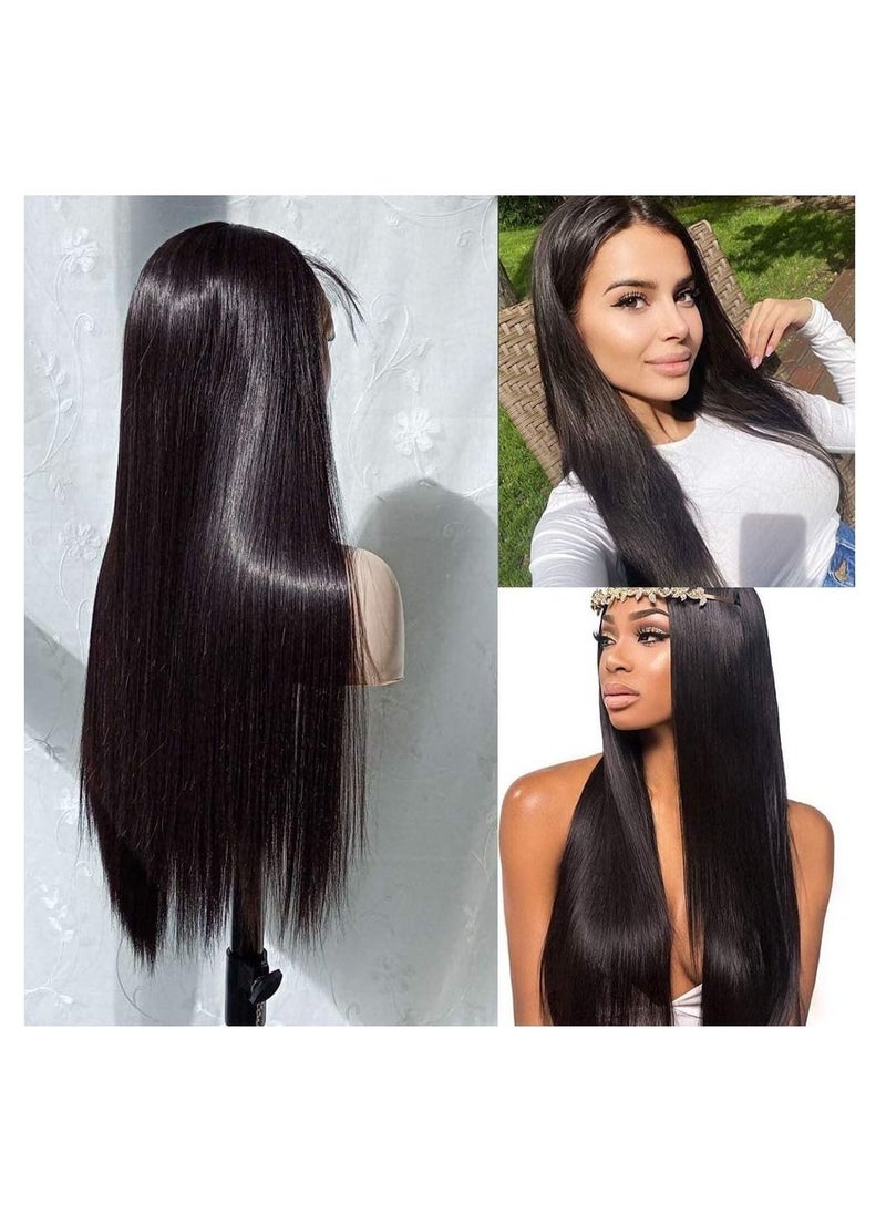 Estelle Long Straight Lace Front Wigs Hair Glueless Natural Heat Resistant Kanekalon Fiber Synthetic Hair Black  - Image 1