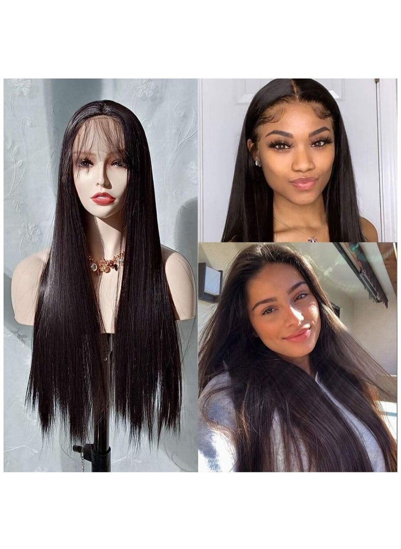 Estelle Long Straight Lace Front Wigs Hair Glueless Natural Heat Resistant Kanekalon Fiber Synthetic Hair Black  - Image 3