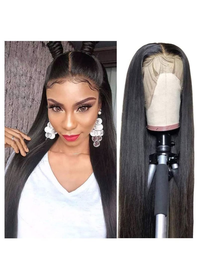 Estelle Long Straight Lace Front Wigs Hair Glueless Natural Heat Resistant Kanekalon Fiber Synthetic Hair Black  - Image 4