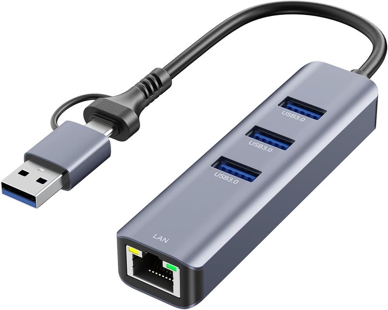 ABLEWE USB to Ethernet Adapter, USB 3.0/USB C to RJ45 Network Internet 2.5Gbps, Compatible with MacBook/Pro/Air, iPhone 15/16 Pro/Max, iPad Pro, Surface Pro, Windows 11/10/8/7, MacOS, Chromebook - Image 1