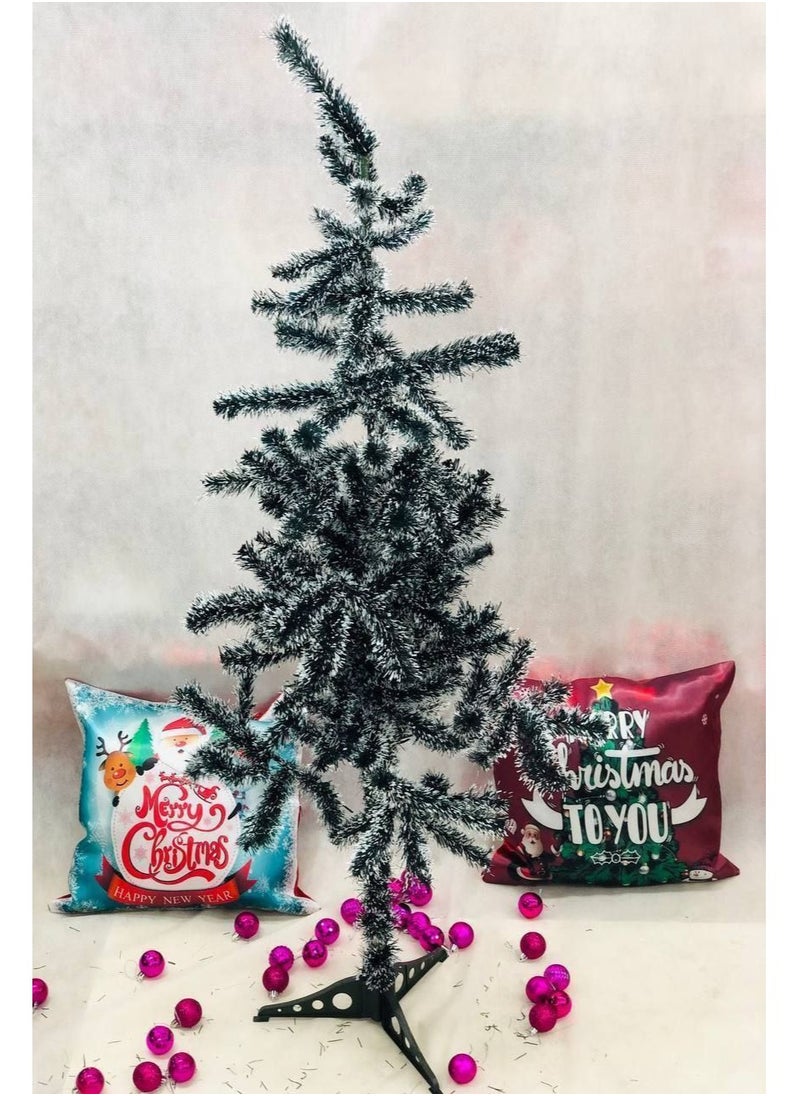 Generic - Christmas Tree 2025 - Frosted Green with White Tips - Flexible Metal Pole with Plastic Base - Height: 120 cm AS - Image 1