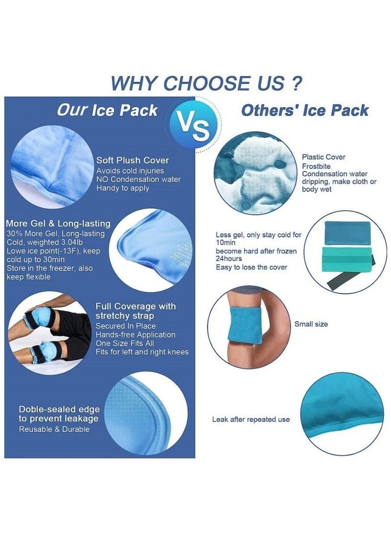 Ice Pack for Knee Pain Relief Reusable Gel Ice Wrap for Leg Injuries Swelling Knee Replacement Surgery Cold Compress Therapy for Arthritis Meniscus Tear and ACL