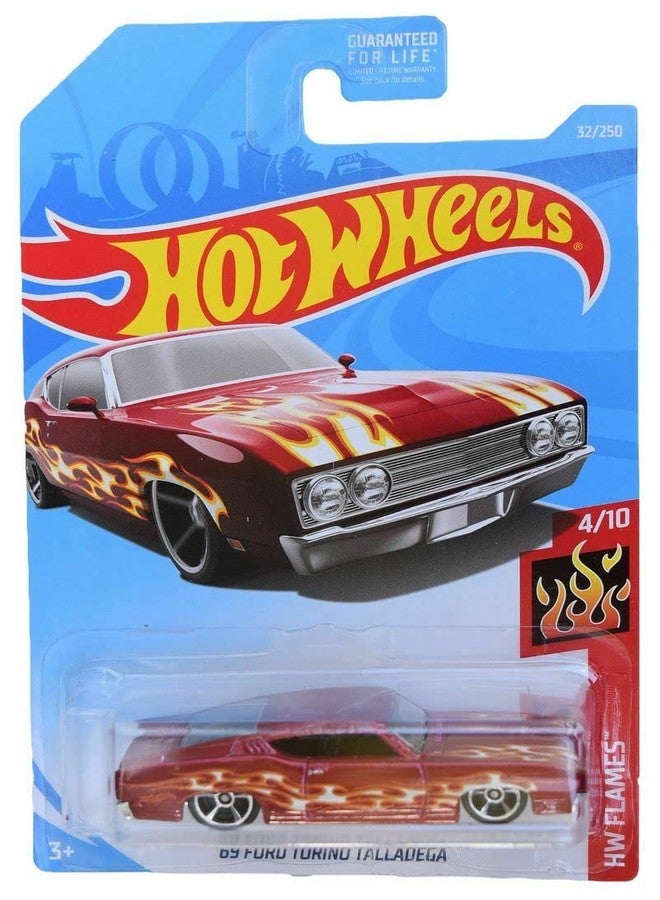 Diecast داي كاست هوت ويلز '69 فورد تورينو تالاديغا، لهب HW 4/10 [أحمر] 32/250 - Image 2
