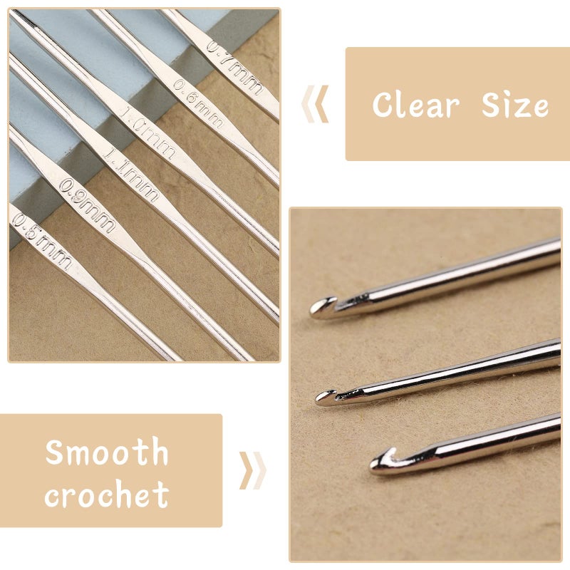 MORFEN 22 Pcs Crochet Hooks Set, Ergonomic Lace Crochet Hook Knitting Needles, Crochet Needles for Crocheting with Big Eye Blunt Needles Stitch Markers for Beginners - Image 3