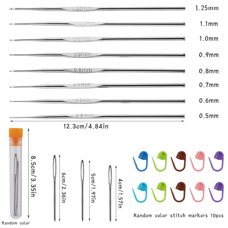 MORFEN 22 Pcs Crochet Hooks Set, Ergonomic Lace Crochet Hook Knitting Needles, Crochet Needles for Crocheting with Big Eye Blunt Needles Stitch Markers for Beginners - Image 2