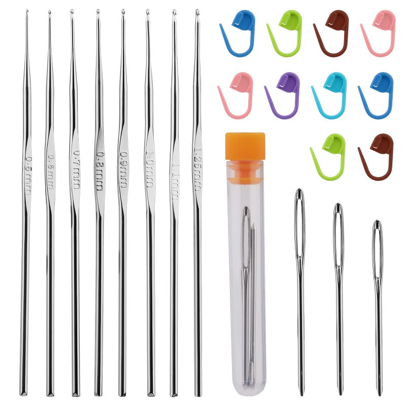 MORFEN 22 Pcs Crochet Hooks Set, Ergonomic Lace Crochet Hook Knitting Needles, Crochet Needles for Crocheting with Big Eye Blunt Needles Stitch Markers for Beginners - Image 1