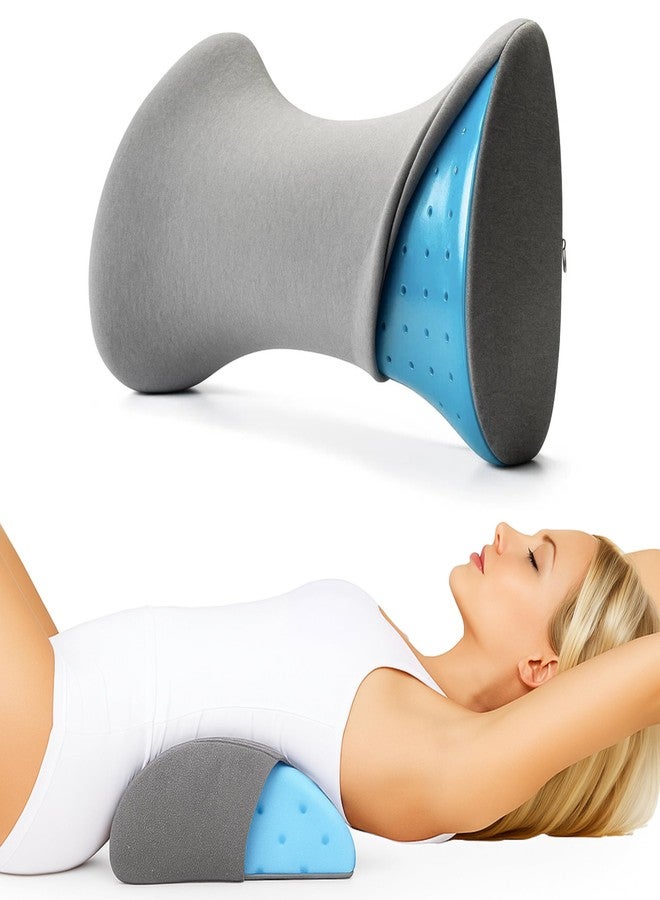 ORTHICO Lumbar Cushion Gel Memory Foam Back Pain Pillow for Bed, Firm Pillow for Back Pain Relief and Back Cushion Padding Wall, Supportive Back Support for Sitting- Grey - Image 1