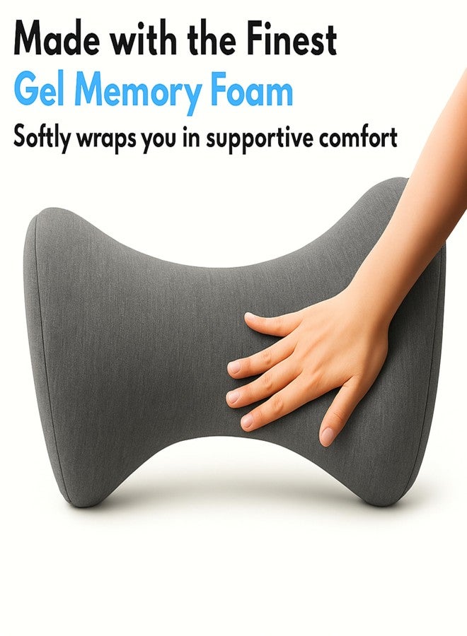 ORTHICO Lumbar Cushion Gel Memory Foam Back Pain Pillow for Bed, Firm Pillow for Back Pain Relief and Back Cushion Padding Wall, Supportive Back Support for Sitting- Grey - Image 4