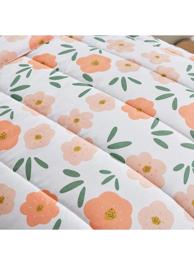 UOZZI BEDDING 4 Pieces White Toddler Set Orange Floral Style - Image 5