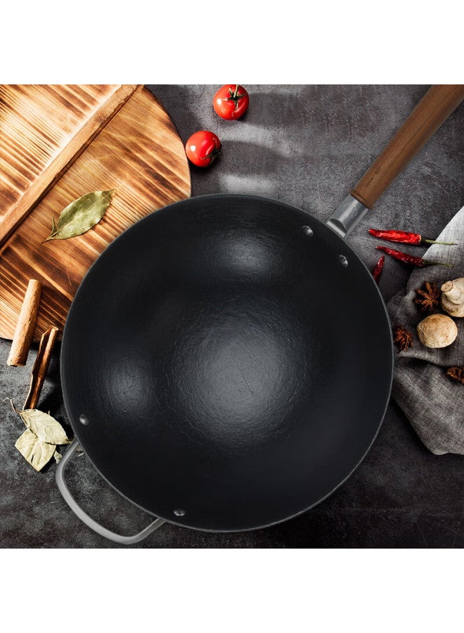 Wang Yuanji Yuanji Handmade Cast Iron Wok, Traditional Uncoated Non-stick Ancient-style Round Bottom Frying Pan Jiangnan 32cm - Image 4