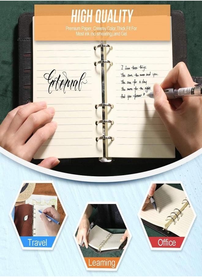 Gerenic - Refill Lined Paper, A6 Refill Paper, 6-Holes Inserts 160 Sheets (320 Pages) for A6 Binder Refillable Journals Notebooks - Image 1