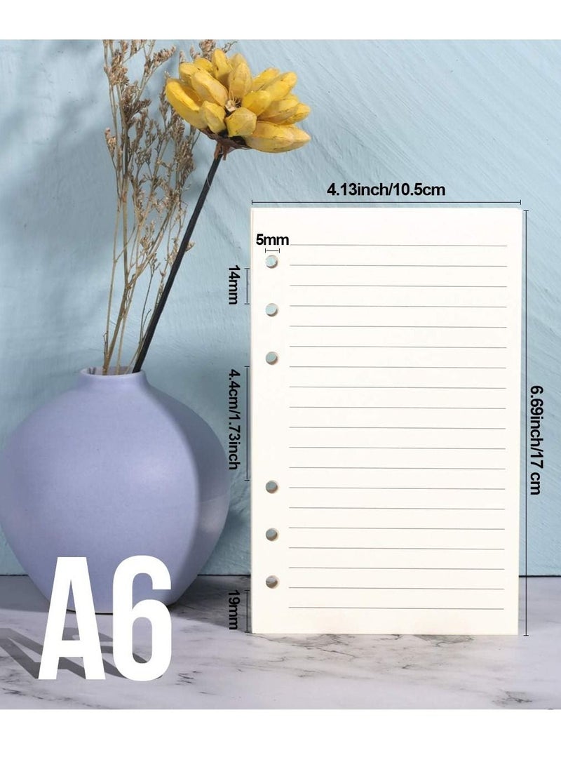 Gerenic - Refill Lined Paper, A6 Refill Paper, 6-Holes Inserts 160 Sheets (320 Pages) for A6 Binder Refillable Journals Notebooks - Image 1