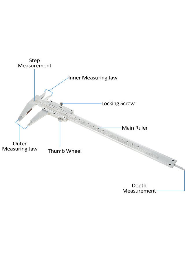 Generic Vernier Caliper Carbon Steel Caliper Measuring Tool 0-8inch/0-200mm 0.001mm High Precision Caliper Manual Micrometer Slide Caliper Measuring Caliper Tool  - Image 3