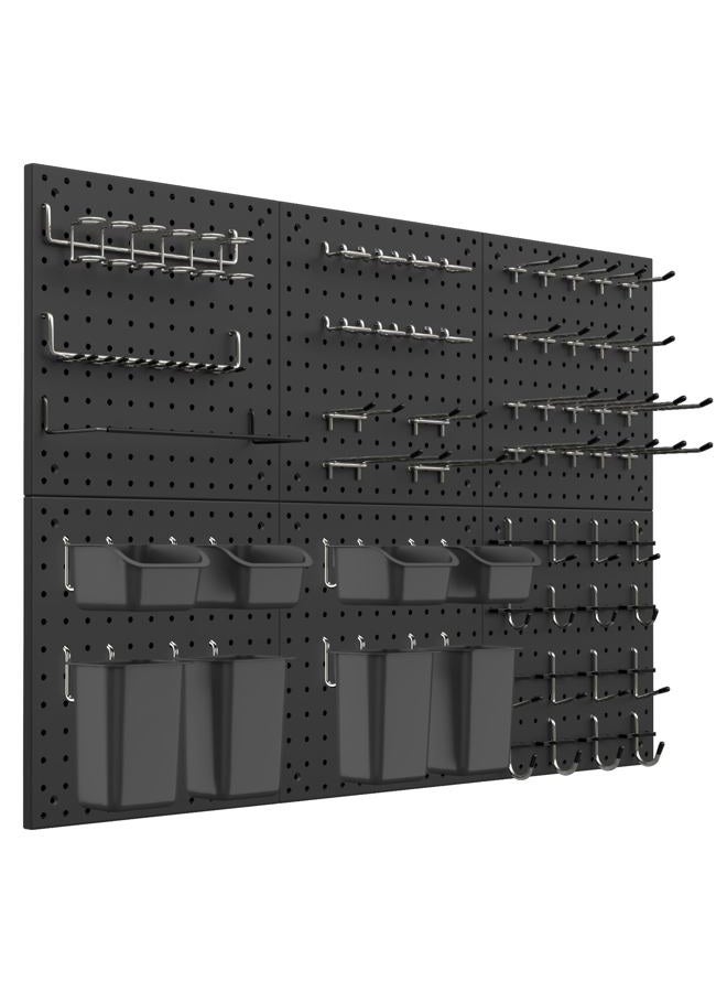 Daanxw Peg Board Kit, Includes Pegboard and Accessories,with Hooks and Bins,Peg Board Wall Organizer for Office,Ornaments Display,Crafts Organization (129, Black) - Image 1