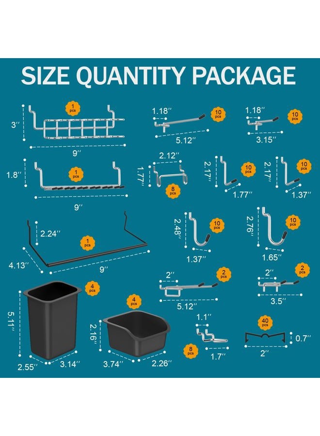 Daanxw Peg Board Kit, Includes Pegboard and Accessories,with Hooks and Bins,Peg Board Wall Organizer for Office,Ornaments Display,Crafts Organization (129, Black) - Image 3