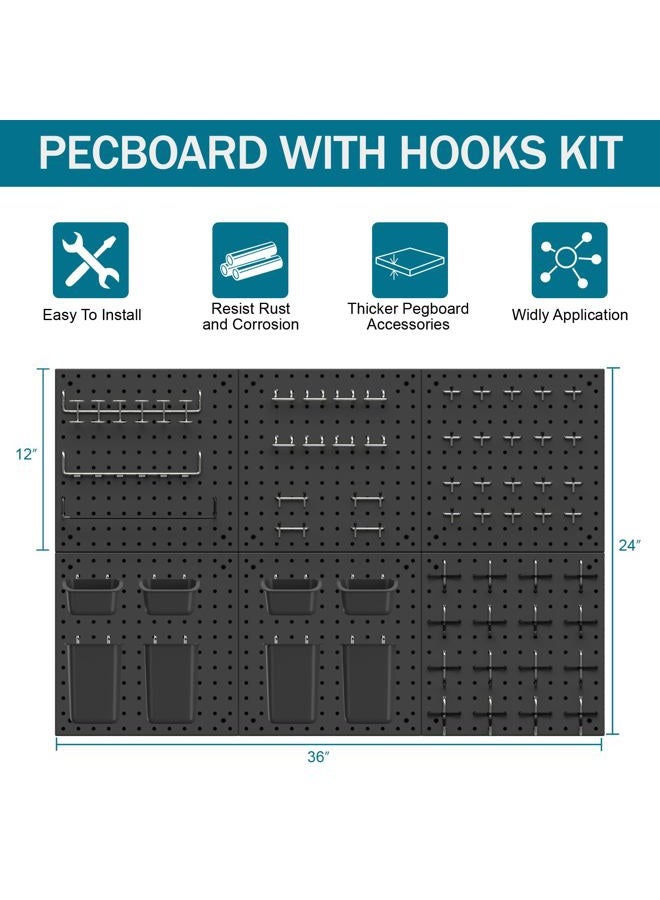Daanxw Peg Board Kit, Includes Pegboard and Accessories,with Hooks and Bins,Peg Board Wall Organizer for Office,Ornaments Display,Crafts Organization (129, Black) - Image 4