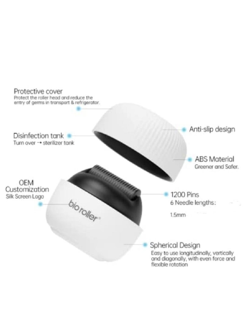 Bio Roller Bio Roller G4 with 1200 Pins Titanium Micro-Needle Roller to Shrink Pores, Brighten Skin Tone and to Promote Hair and Beard Growth (1.5mm)  - Image 4