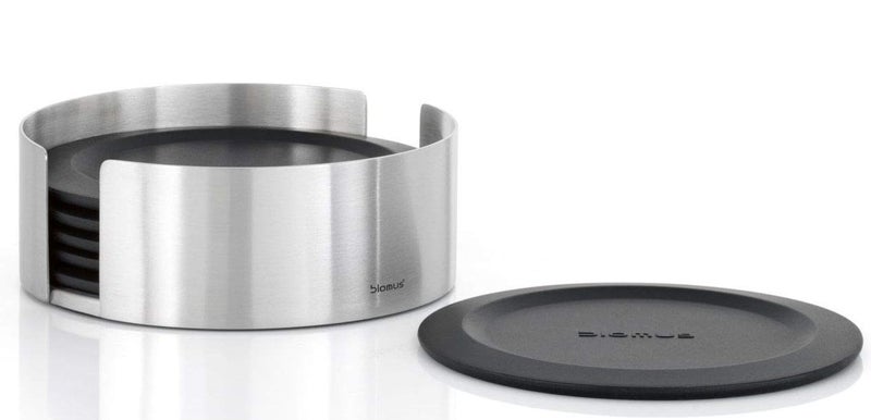 blomus 63476 coasters round 6 pc LARETO BlackSilver