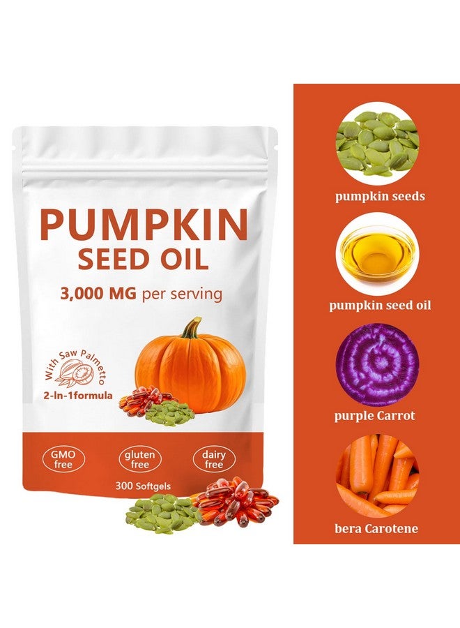 FITactic Pumpkin Seed Oil Capsules, Pumpkin Seed Oil 2 in 1 with Saw Palmetto, 3000mg Pure & Natural Supplement, Hair Growth, Skin Care - Non-GMO, Gluten - Free 300 Softgels (1) - Image 4