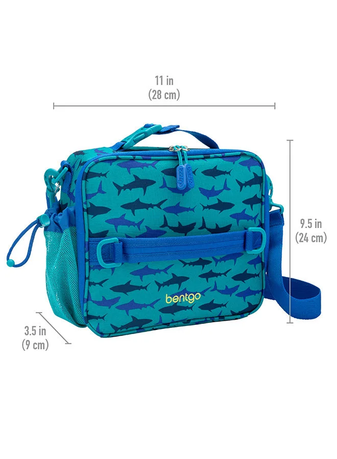 بنتجو Kids Prints Lunch Bagdouble Insulated, Durable, Water - Resistant Fabric With Interior And Exterior Zippered Pockets And External Bottle Holder - Ideal For Children of All Ages (Shark)