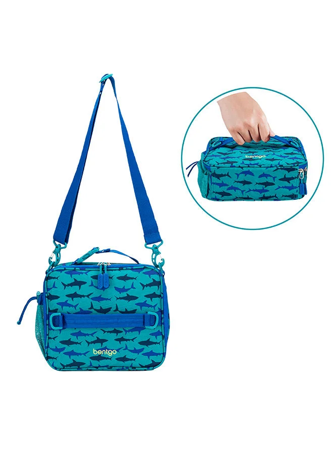 بنتجو Kids Prints Lunch Bagdouble Insulated, Durable, Water - Resistant Fabric With Interior And Exterior Zippered Pockets And External Bottle Holder - Ideal For Children of All Ages (Shark)