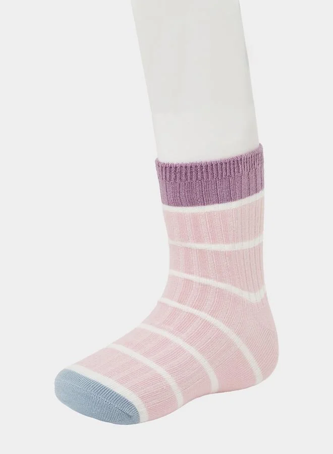 Styli Girls Pack of 5 - Striped Quarter Socks