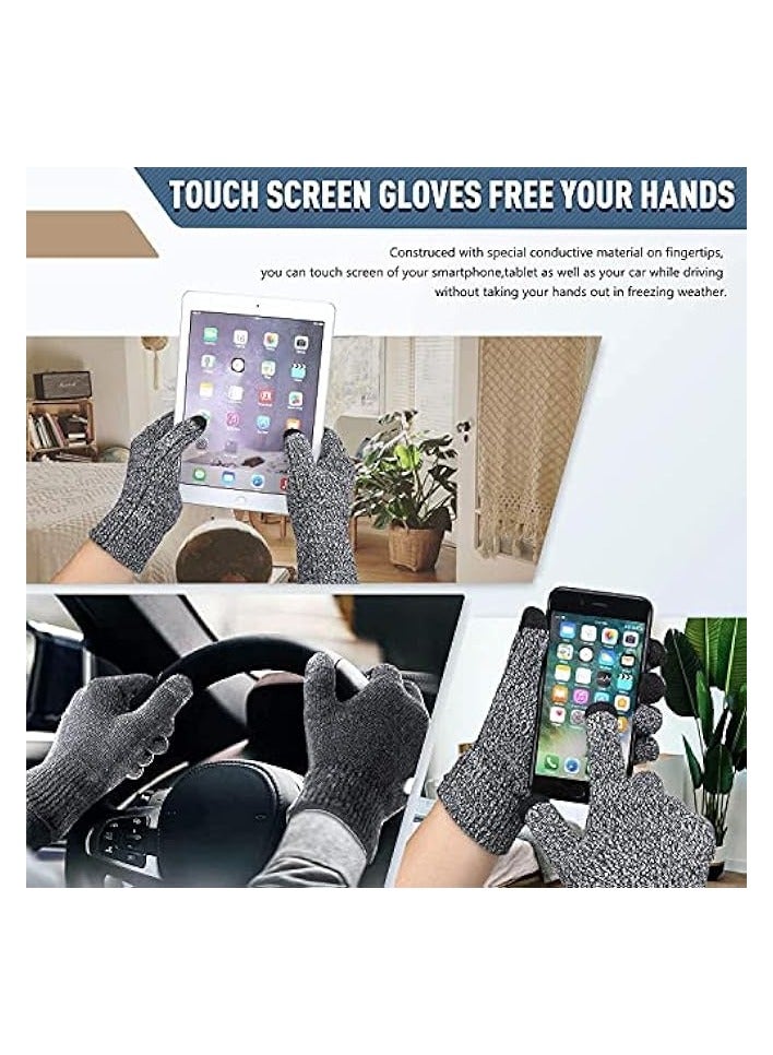 PROMASS Winter Beanie Hat Scarf Touchscreen Gloves Set Knit Thick Fleece Lined Warm Touchscreen Gloves Beanie Scarf Set for Men and Women. Women Winter Hats 3-Piece Warmer Set, One Size - Image 3