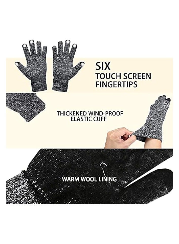 PROMASS Winter Beanie Hat Scarf Touchscreen Gloves Set Knit Thick Fleece Lined Warm Touchscreen Gloves Beanie Scarf Set for Men and Women. Women Winter Hats 3-Piece Warmer Set, One Size - Image 4