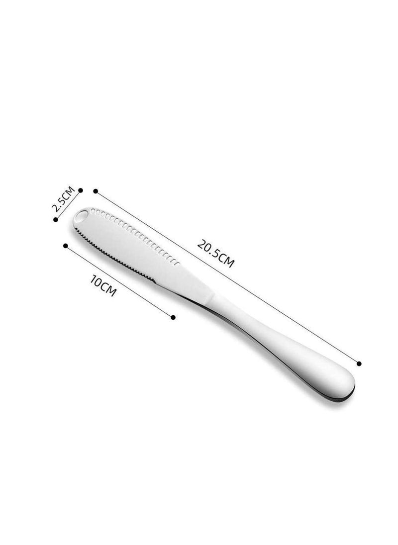 KASTWAVE - 2 Packs Stainless Steel Butter Spreader Knife with Serrated Edge and Shredding Slots, Easy to Curl Scoop Slice and Cut, 3 in 1 Multi-function - Image 1