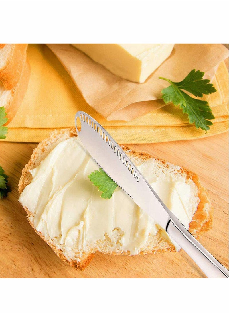 KASTWAVE - 2 Packs Stainless Steel Butter Spreader Knife with Serrated Edge and Shredding Slots, Easy to Curl Scoop Slice and Cut, 3 in 1 Multi-function - Image 1