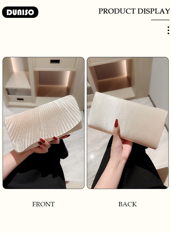 DUNISO Womens Clutch Bag, Sparkly Evening Clutch Purse, Champagne Shoulder Bag with Removable Chain, Crossbody Envelope Bag for Formal Dress Bride Wedding Prom Party  - Image 3