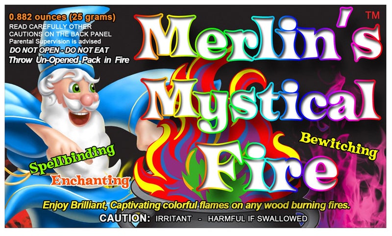 Mystical Fire Merlinâ€™s Fire Color Changing Packets Fire Pits Campfire Long-Lasting Enchanted Multi-Color Magical Family Fun for Indoor Fireplace or Outdoor Use 0.882 oz Packets 12 Pack - Image 1