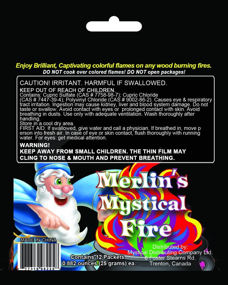 Mystical Fire Merlinâ€™s Fire Color Changing Packets Fire Pits Campfire Long-Lasting Enchanted Multi-Color Magical Family Fun for Indoor Fireplace or Outdoor Use 0.882 oz Packets 12 Pack - Image 2