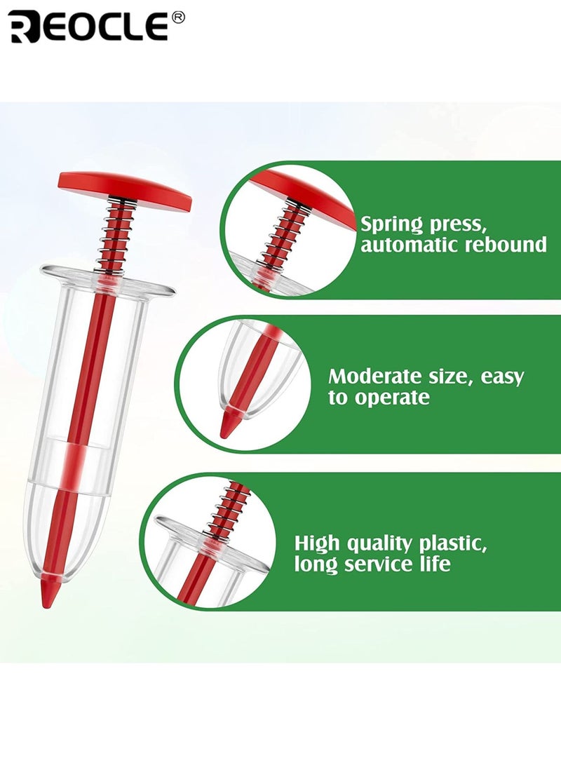 REOCLE 4PCS Mini Sowing Seed Dispenser Seed Planter Tool Handheld Seed Sower Mini Hand Seed Spreader Garden Small Seed Spreader with 1 Pair of Small Transplanting Tools Ideal for Gardeners Plant Enthusiasts - Image 2