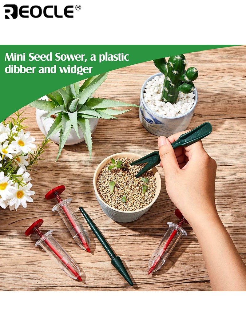 REOCLE 4PCS Mini Sowing Seed Dispenser Seed Planter Tool Handheld Seed Sower Mini Hand Seed Spreader Garden Small Seed Spreader with 1 Pair of Small Transplanting Tools Ideal for Gardeners Plant Enthusiasts - Image 4