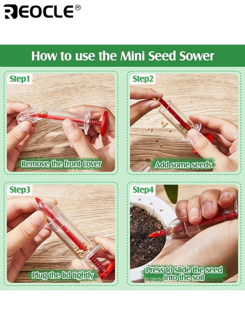 REOCLE 4PCS Mini Sowing Seed Dispenser Seed Planter Tool Handheld Seed Sower Mini Hand Seed Spreader Garden Small Seed Spreader with 1 Pair of Small Transplanting Tools Ideal for Gardeners Plant Enthusiasts - Image 5