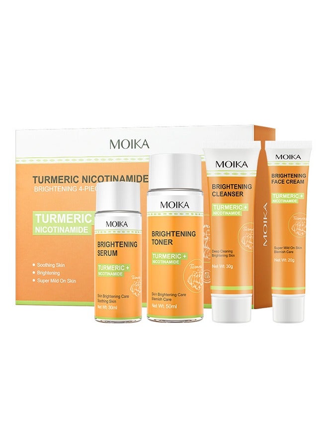 MOIKA Skin Care Set Turmeric Glow Beauty Skincare Set Include Facial Cleanser Face Cream Toner Essence Hydrating Moisturizing Gentle And Nourishing(4 Pcs Set) - Image 1