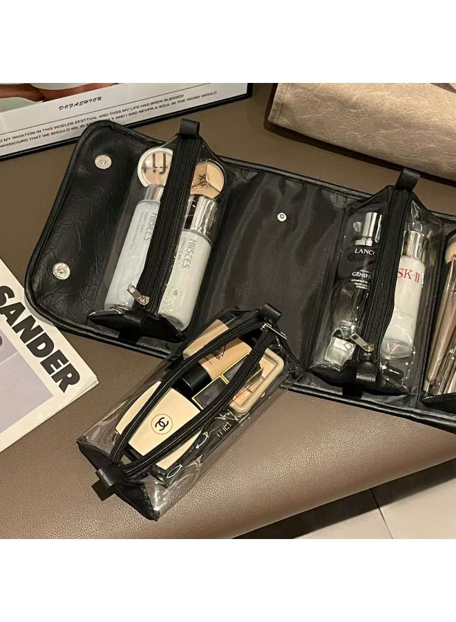 Large-capacity detachable folding makeup storage bag for washing, convenient waterproof four-in-one makeup storage bag for travel and travel (black) - Image 3