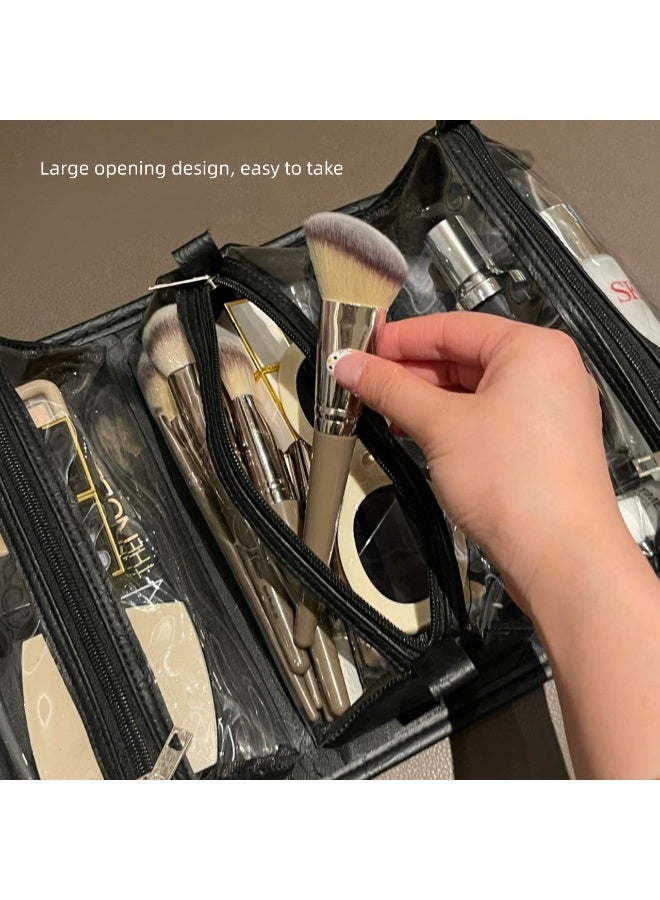 Large-capacity detachable folding makeup storage bag for washing, convenient waterproof four-in-one makeup storage bag for travel and travel (black) - Image 4