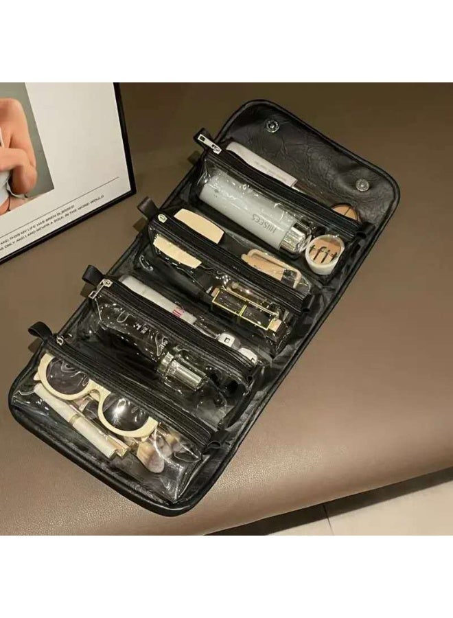 Large-capacity detachable folding makeup storage bag for washing, convenient waterproof four-in-one makeup storage bag for travel and travel (black) - Image 2