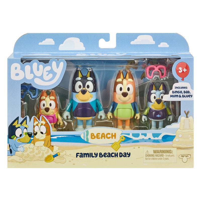 Bluey Series 9 Family Beach Day Figure Pack (6.35-7.62 cm, Pack of 6) - Image 1