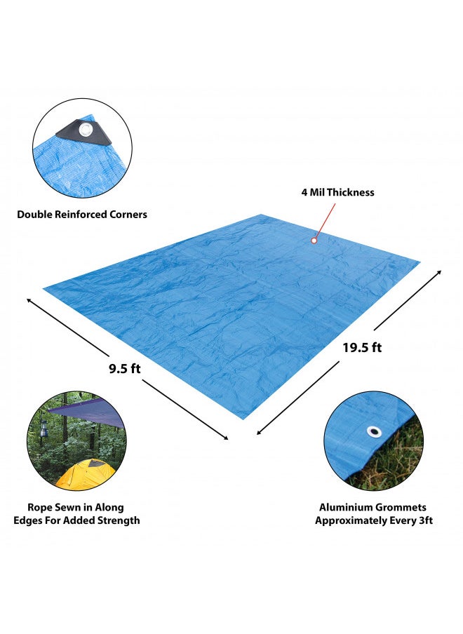 Performance Tool - Performance Tool W6009 (10 x 20 ft) Tarp Cover Blue Waterproof Great for Tarpaulin Canopy Tent, Boat, RV Or Pool Cover Performance Tool (Standard Poly Tarp) - Image 1