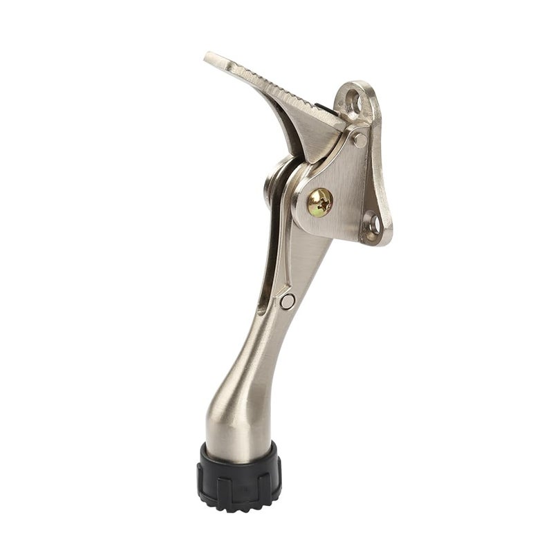 KXIPB Kickdown Door Stopper 4Inches - One Packs One Touch Adjustable Height Door Stop for The Bottom of Door The Bottom of Door Aluminum Alloy Metal Door Stopper with Rubber Tip Satin Nickel - Image 1